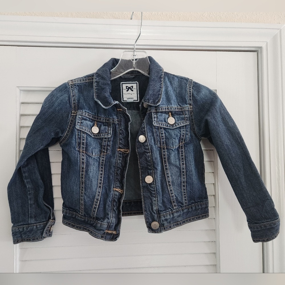 Gymboree Denim Jean Jacket Little Girl S 5/6 100% Cotton Cottagecore City Spring